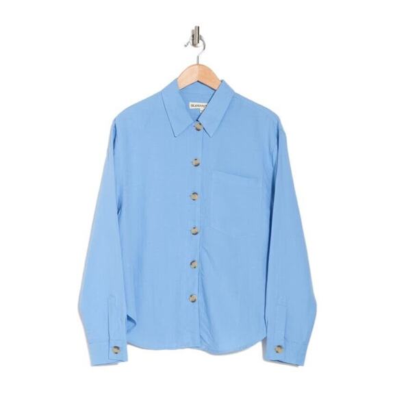 BLANKNYC Solid Linen Blend NWT  Shirt blue size XL (b4) - Picture 1 of 9